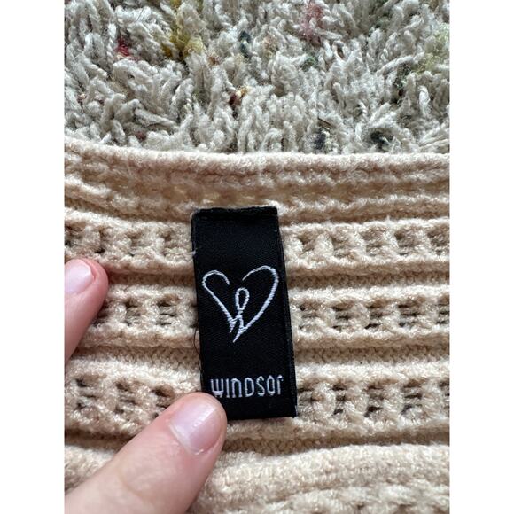 Windsor Cream Knitted Sweater Women's Size Medium Cropped - Picture 2 of 3